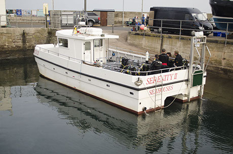 Serenity II on the slipway when high tides allow